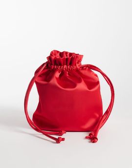 ASOS DESIGN ASOS DESIGN satin pouch with detachable crossbody strap in red