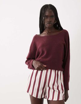 ASOS DESIGN ASOS DESIGN satin pull on short set in stripe-MULTI