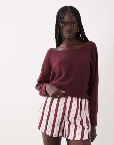 ASOS DESIGN ASOS DESIGN satin pull on short set in stripe-MULTI