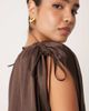 ASOS DESIGN ASOS DESIGN satin ruched shoulder drape top in mocha-Brown - 2