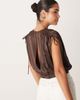 ASOS DESIGN ASOS DESIGN satin ruched shoulder drape top in mocha-Brown - 4