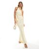 ASOS DESIGN ASOS DESIGN satin scarf neck halter top in buttermilk - part of a set-Yellow - 2