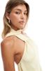 ASOS DESIGN ASOS DESIGN satin scarf neck halter top in buttermilk - part of a set-Yellow - 3