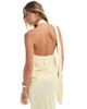 ASOS DESIGN ASOS DESIGN satin scarf neck halter top in buttermilk - part of a set-Yellow - 4