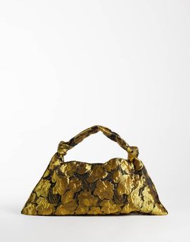ASOS DESIGN ASOS DESIGN satin shoulder bag with knot handle in jacquard-GOLD