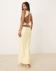 ASOS DESIGN ASOS DESIGN satin tie back slash neck dress in buttermilk-Yellow - 1