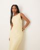 ASOS DESIGN ASOS DESIGN satin tie back slash neck dress in buttermilk-Yellow - 3