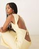 ASOS DESIGN ASOS DESIGN satin tie back slash neck dress in buttermilk-Yellow - 4
