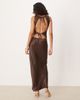 ASOS DESIGN ASOS DESIGN satin tie back slash neck dress in chocolate-Brown - 2