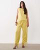 ASOS DESIGN ASOS DESIGN satin wide leg pants with lace in lemon yellow-White - 1