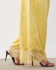 ASOS DESIGN ASOS DESIGN satin wide leg pants with lace in lemon yellow-White - 4