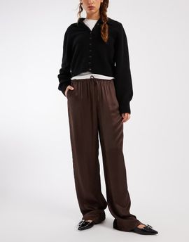 ASOS DESIGN ASOS DESIGN satin wide leg pull on pants in chocolate-Brown