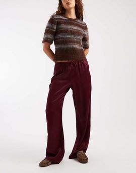 ASOS DESIGN ASOS DESIGN satin wide leg pull on pants in plum-Purple