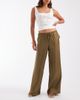 ASOS DESIGN ASOS DESIGN satin wide leg pull on trouser in olive-Green - 1