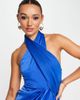 ASOS DESIGN ASOS DESIGN satin wrap neck drape mini dress in soft washed twill in cobalt-Blue - 3