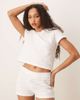 ASOS DESIGN ASOS DESIGN scallop pointelle tee & shorts pajama set in white - 1