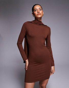 ASOS DESIGN ASOS DESIGN scarf detail bodycon mini dress in brown