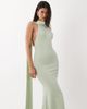 ASOS DESIGN ASOS DESIGN scarf detail maxi dress with plunge back in sage green - 4
