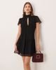 ASOS DESIGN ASOS DESIGN scarf detail mini dress with frill hem in black - 1