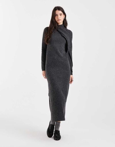 ASOS DESIGN ASOS DESIGN scarf maxi dress in charcoal-Gray