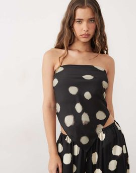 ASOS DESIGN ASOS DESIGN scarf top in blur polka dot print-Multi