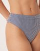 ASOS DESIGN ASOS DESIGN Scarlet stripe Azores high waisted high leg bikini bottom in Indigo-Purple - 2