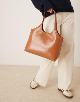 ASOS DESIGN ASOS DESIGN scoop arm tote bag in tan-Green