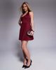 ASOS DESIGN ASOS DESIGN scoop halter mini dress with hook and eye detail in wine in scuba-style fabric-Red - 3