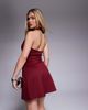 ASOS DESIGN ASOS DESIGN scoop halter mini dress with hook and eye detail in wine in scuba-style fabric-Red - 4