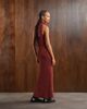 ASOS DESIGN ASOS DESIGN scoop neck racer back scarf detail midi dress in burgundy spot-Multi - 3