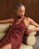 ASOS DESIGN ASOS DESIGN scoop neck racer back scarf detail midi dress in burgundy spot-Multi - 4