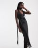 ASOS DESIGN ASOS DESIGN scoop neck satin column maxi dress with lace hem and scarf in black - 1