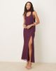 ASOS DESIGN ASOS DESIGN scoop neck scarf detail midaxi dress in grape-Red - 1