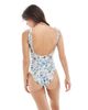 ASOS DESIGN ASOS DESIGN scoop neck swimsuit with low back in western print-Blue - 3