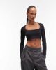 ASOS DESIGN ASOS DESIGN scoop neck ultra crop top in black - part of a set - 1