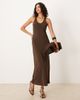 ASOS DESIGN ASOS DESIGN scoop satin slip maxi dress in chocolate-Multi - 1