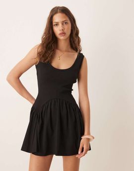 ASOS DESIGN ASOS DESIGN scoop seam detailing dropped waist mini dress in black