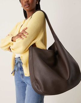 ASOS DESIGN ASOS DESIGN scoop tote bag in oversized grainy chocolate-Brown