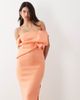 ASOS DESIGN ASOS DESIGN scrunch drape midi dress in coral scuba-style fabric-Orange - 2