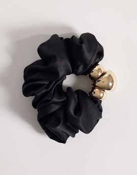 ASOS DESIGN ASOS DESIGN scrunchie with gold-tone bead detailing in black