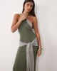 ASOS DESIGN ASOS DESIGN sculpting halter neck maxi dress with sequined sash in khaki green - 2