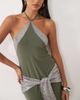 ASOS DESIGN ASOS DESIGN sculpting halter neck maxi dress with sequined sash in khaki green - 3