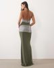 ASOS DESIGN ASOS DESIGN sculpting halter neck maxi dress with sequined sash in khaki green - 4