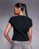 ASOS DESIGN ASOS DESIGN seam detail button front cap sleeve top in black - 4