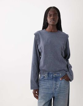 ASOS DESIGN ASOS DESIGN seam detail long sleeve t-shirt in washed gray