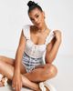 ASOS DESIGN ASOS DESIGN seamed corset sun top with lace trim-White - 1