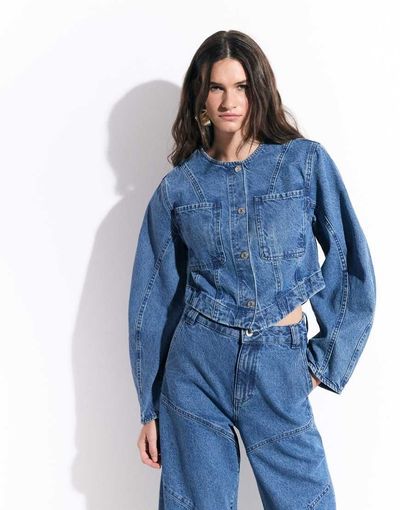 ASOS DESIGN ASOS DESIGN seamed denim jacket in mid blue - part of a set