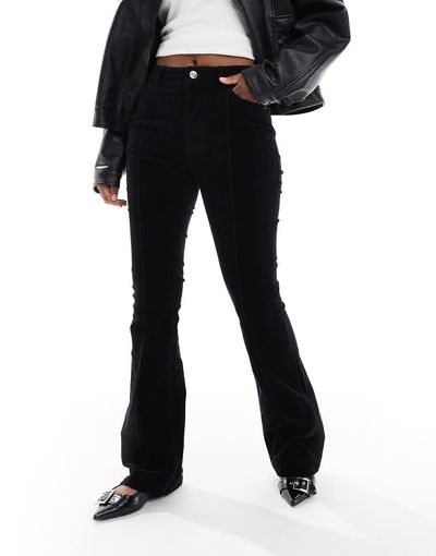 ASOS DESIGN ASOS DESIGN seamed uncut corduroy flare pants in black