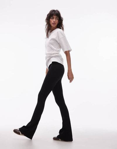 ASOS DESIGN ASOS DESIGN seamless ribbed flare leggings in black