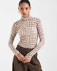 ASOS DESIGN ASOS DESIGN second skin sheer knit turtleneck top in dog tooth-Multi - 1